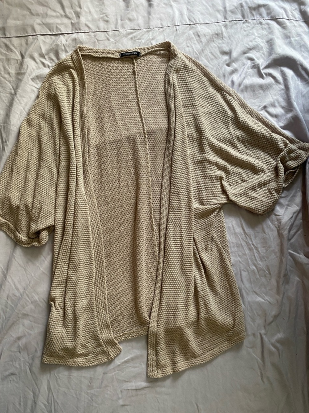 Papermoon Beige Open-Front Knit Cardigan